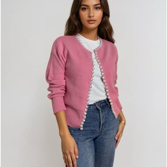 Self-Same LOVE HEART CARDIGAN IN ROSE (Pink)